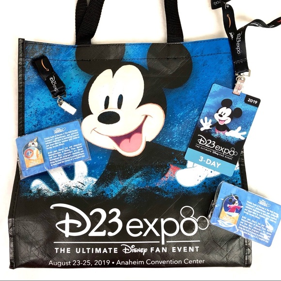 Disney New D23 Expo 2019 Pins Bag Lanyard Lot Limited Ed BB-8 Sorcerer Mickey - Picture 3 of 17